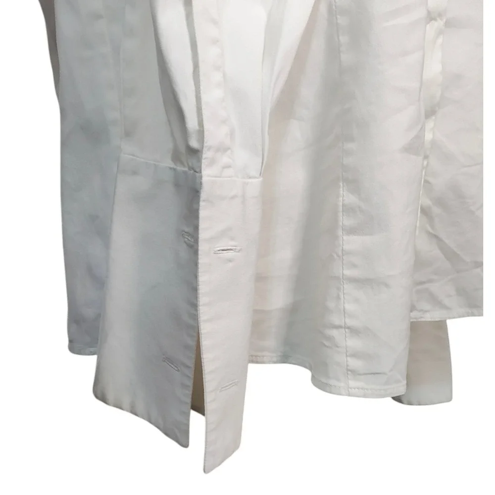 Lafayette 148 New York White Stretch Cotton Button Down Shirt French Cuffs 10 - Picture 7 of 11